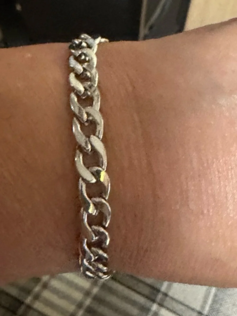 18K white Gold Chain Bracelet 7mm waterproof non tarnish 8”